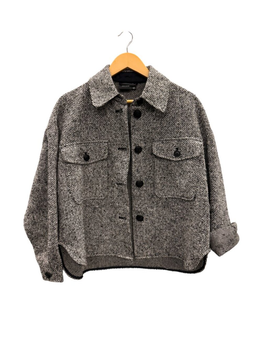 Vero Moda Black & White Tweed Button-Up Shacket Jacket - Size Small